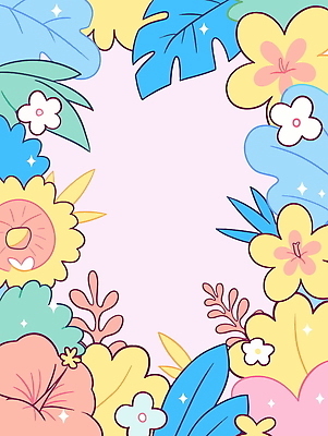 일러스트 프레임 사람없음 반짝임 컬러풀 열대꽃 열대잎 파스텔톤 트로피컬아트 국내일러스트 AI파일 꽃 컬러 잎 모션 그림 파일형식 벡터