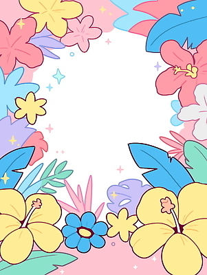 일러스트 프레임 사람없음 반짝임 컬러풀 열대꽃 열대잎 파스텔톤 트로피컬아트 국내일러스트 AI파일 꽃 컬러 잎 모션 그림 파일형식 벡터