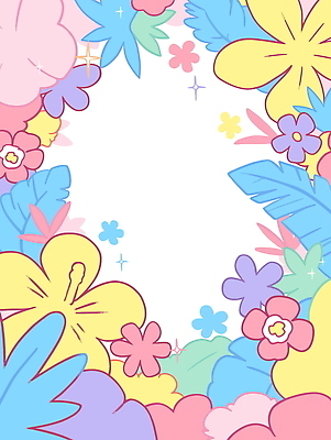 일러스트 프레임 사람없음 반짝임 컬러풀 열대꽃 열대잎 파스텔톤 트로피컬아트 국내일러스트 AI파일 꽃 컬러 잎 모션 그림 파일형식 벡터