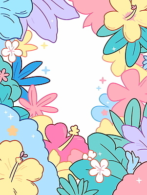 일러스트 프레임 사람없음 반짝임 컬러풀 열대꽃 열대잎 파스텔톤 트로피컬아트 국내일러스트 AI파일 꽃 컬러 잎 모션 그림 파일형식 벡터