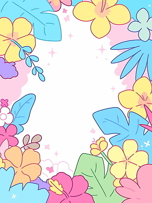 일러스트 프레임 사람없음 반짝임 컬러풀 열대꽃 열대잎 파스텔톤 트로피컬아트 국내일러스트 AI파일 꽃 컬러 잎 모션 그림 파일형식 벡터