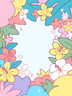 일러스트 프레임 사람없음 반짝임 컬러풀 열대꽃 열대잎 파스텔톤 트로피컬아트 국내일러스트 AI파일 꽃 컬러 잎 모션 그림 파일형식 벡터