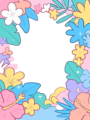 일러스트 프레임 사람없음 반짝임 컬러풀 열대꽃 열대잎 파스텔톤 트로피컬아트 국내일러스트 AI파일 꽃 컬러 잎 모션 그림 파일형식 벡터