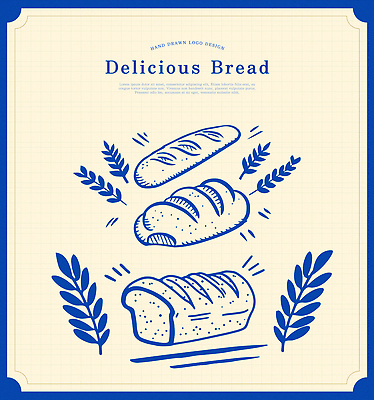 라인일러스트 일러스트 사람없음 파란색 세트 라벨 빵집 빈티지 바게트 밀 심볼 라인아트 식빵 이삭 국내일러스트 AI파일 선 빵 컬러 컨셉 곡류 프레임 상점 파일형식 벡터