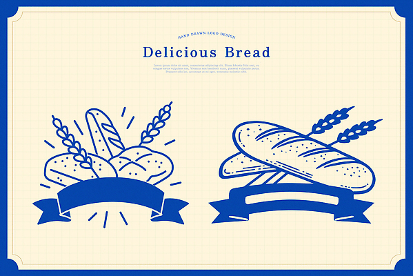 라인일러스트 일러스트 사람없음 파란색 세트 라벨 빵집 빈티지 바게트 밀 심볼 라인아트 이삭 국내일러스트 AI파일 선 빵 컬러 컨셉 곡류 프레임 상점 파일형식 벡터