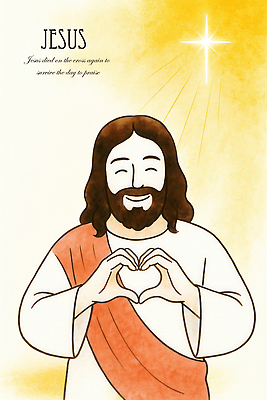 PSD 남자 기독교 십자가 일러스트 수채화 한명 미소 상반신 성인 노란색 예수 손하트 성인남자한명만 국내일러스트 1 종교 컬러 표정 사람 손짓 신_종교 남자한명만 성인남자만 파일형식