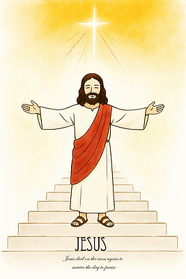 전신 PSD 남자 기독교 십자가 일러스트 팔벌리기 수채화 한명 웃음 성인 노란색 계단 예수 환영 성인남자한명만 국내일러스트 1 종교 컬러 모션 표정 사람 신_종교 남자한명만 성인남자만 파일형식