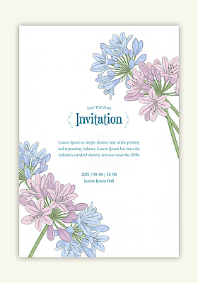 PSD 템플릿 꽃 잎 수채화 사람없음 흰색 초대장 이미지템플릿 아가판서스 카드프레임 식물 컬러 카드_감사 프레임 파일형식