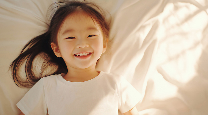 JPG 편집이미지 여자 어린이 실내 한명 웃음 소녀 눕기 햇빛 이불 잠옷 침대 순수 베이지색 의료성형뷰티 소녀한명만 편집실사 AI인물포토 AI콘텐츠 1 옷 컬러 가구 컨셉 침구 모션 표정 사람 내부 태양 CG 여자한명만 소녀만 파일형식 AI포토