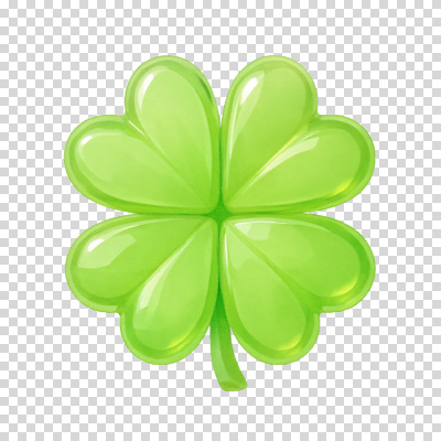 편집이미지 누끼 사람없음 연두색 3D 네잎클로버 입체 광택 PNG 엘리먼트 편집소스 식물 초록색 클로버 디지털합성 파일형식