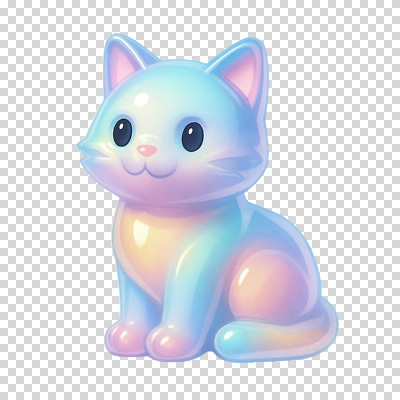 편집이미지 하늘색 누끼 사람없음 3D 보라색 고양이 입체 광택 PNG 엘리먼트 홀로그램 편집소스 컬러 포유류 파란색 반려동물 디지털합성 파일형식