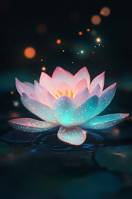 JPG 편집이미지 물결 연꽃 사람없음 빛 반짝임 수면 신비 보케 몽환 편집실사 AI컴퓨터그래픽 AI콘텐츠 꽃 컨셉 모션 물 CG 파일형식