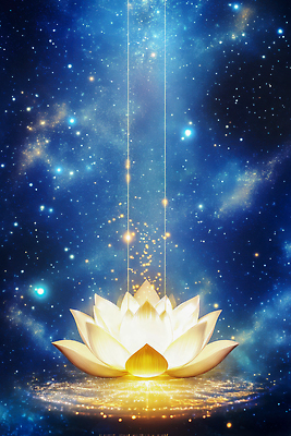 JPG 편집이미지 연꽃 사람없음 파란색 빛 반짝임 우주 신비 몽환 편집실사 AI컴퓨터그래픽 AI콘텐츠 꽃 컬러 컨셉 모션 CG 파일형식