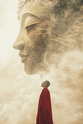 JPG 편집이미지 남자 얼굴 불교 한명 성인 부처님오신날 안개 승려 승복 부처님상 웅장함 성인남자한명만 편집실사 AI컴퓨터그래픽 AI콘텐츠 1 기념일 종교 날씨 사람 신체부위 성직자 불상 CG 부처 남자한명만 성인남자만 파일형식