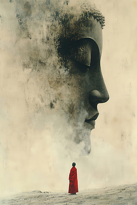 JPG 전신 편집이미지 남자 얼굴 불교 한명 성인 부처님오신날 안개 승려 승복 부처님상 웅장함 성인남자한명만 편집실사 AI컴퓨터그래픽 AI콘텐츠 1 기념일 종교 날씨 사람 신체부위 성직자 불상 CG 부처 남자한명만 성인남자만 파일형식