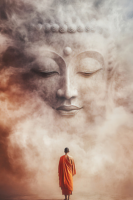 JPG 전신 편집이미지 남자 얼굴 불교 한명 성인 부처님오신날 안개 승려 승복 부처님상 웅장함 성인남자한명만 편집실사 AI컴퓨터그래픽 AI콘텐츠 1 기념일 종교 날씨 사람 신체부위 성직자 불상 CG 부처 남자한명만 성인남자만 파일형식