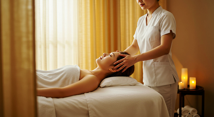 JPG 편집이미지 여자 조명 실내 성인 두명 수건 눕기 노란색 눈감음 스파 침대 마사지 커튼 피부관리 피부관리사 의료성형뷰티 성인여자만 편집실사 AI인물포토 AI콘텐츠 직업 컬러 가구 모션 사람 내부 위생용품 뷰티 CG 여자만 성인만 파일형식 AI포토