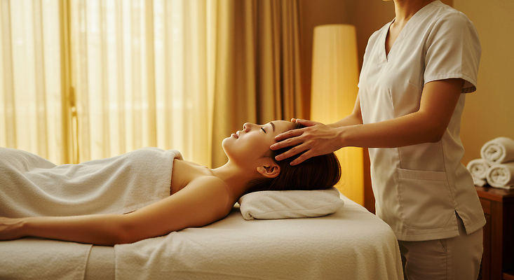 JPG 편집이미지 여자 조명 실내 성인 두명 수건 눕기 노란색 눈감음 스파 침대 마사지 커튼 피부관리 피부관리사 의료성형뷰티 성인여자만 편집실사 AI인물포토 AI콘텐츠 직업 컬러 가구 모션 사람 내부 위생용품 뷰티 CG 여자만 성인만 파일형식 AI포토