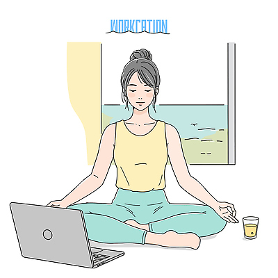 전신 여자 일러스트 비즈니스 요가 휴식 한명 미소 성인 컵 노트북 눈감음 창가 성인여자한명만 아사나자세 워케이션 국내일러스트 AI파일 1 식기 웰빙 컨셉 창문 모션 표정 사람 전자제품 요가자세 여자한명만 성인여자만 파일형식 벡터