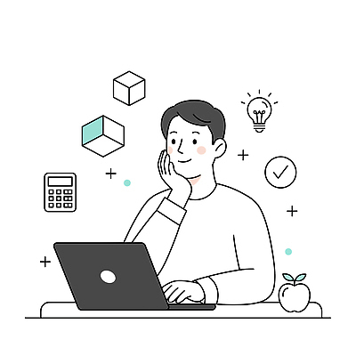 교육 남자 일러스트 전구 아이디어 한명 미소 상반신 성인 노트북 학습 턱괴기 계산기 타이핑 원형 사과 체크표시 육면체 에듀케이션 성인남자한명만 국내일러스트 AI파일 도형 1 컨셉 과일 모션 문구용품 표정 사람 전자제품 장비 확인 남자한명만 성인남자만 파일형식 벡터