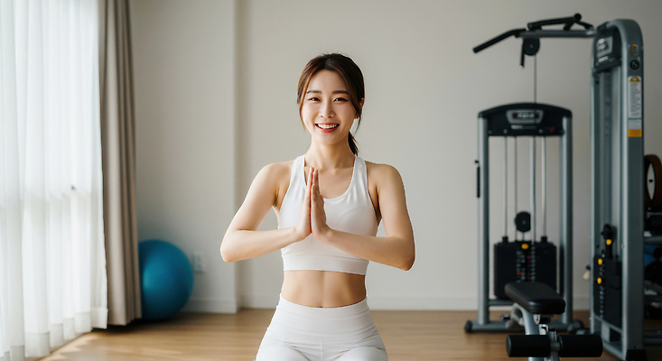 JPG 편집이미지 여자 한명 미소 성인 운동복 운동 햇빛 건강관리 스트레칭 흰색 커튼 짐볼 탱크톱 손모으기 의료성형뷰티 성인여자한명만 케이블머신 편집실사 AI인물포토 AI콘텐츠 1 옷 컬러 상의 표정 건강 관리 사람 손짓 태양 운동기구 CG 여자한명만 성인여자만 파일형식 AI포토