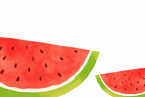 JPG 백그라운드 일러스트 단면 여름음식 사람없음 빨간색 수박조각 제철과일 국내일러스트 AI일러스트 AI콘텐츠 음식 컬러 조각 과일 수박 제철 파일형식 여름_계절