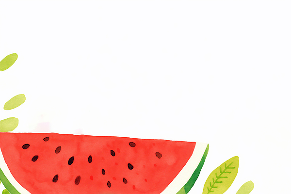 JPG 백그라운드 잎 일러스트 단면 여름음식 사람없음 빨간색 수박조각 제철과일 국내일러스트 AI일러스트 AI콘텐츠 식물 음식 컬러 조각 과일 수박 제철 파일형식 여름_계절
