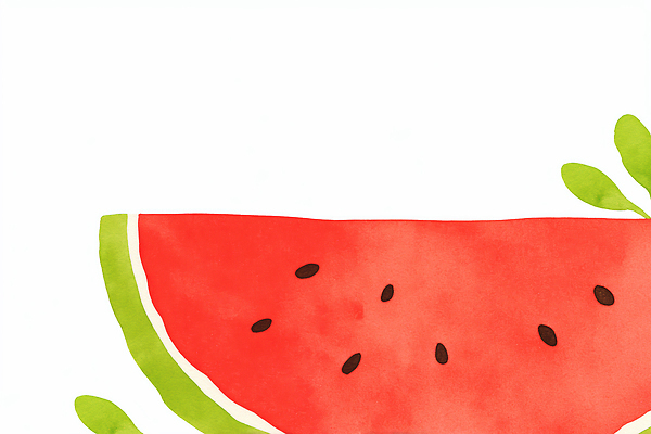 JPG 백그라운드 잎 일러스트 단면 여름음식 사람없음 빨간색 수박조각 제철과일 국내일러스트 AI일러스트 AI콘텐츠 식물 음식 컬러 조각 과일 수박 제철 파일형식 여름_계절