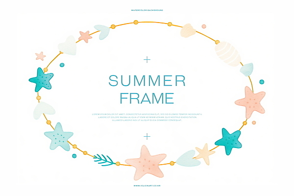 PSD 무료이미지 일러스트 불가사리 사람없음 여름 하트 조개껍데기 원형프레임 카피스페이스 국내일러스트 모양 계절 조개 극피동물 프레임 공백 원형 파일형식