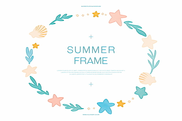 PSD 잎 일러스트 불가사리 사람없음 여름 조개껍데기 원형프레임 카피스페이스 국내일러스트 식물 계절 조개 극피동물 프레임 공백 원형 파일형식