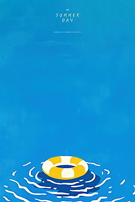 PSD 일러스트 사람없음 파란색 여름풍경 떠있는 감성 물결파장 튜브 청량 국내일러스트 물결 컬러 컨셉 모션 풍경 파일형식 여름_계절