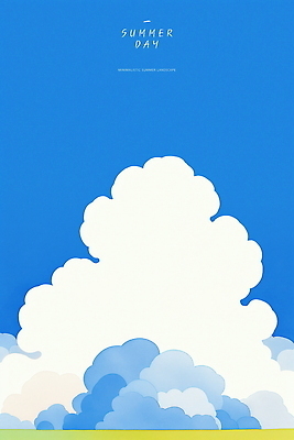 PSD 구름 일러스트 하늘 초원 사람없음 파란색 여름풍경 감성 청량 국내일러스트 자연요소 컬러 컨셉 풍경 파일형식 여름_계절