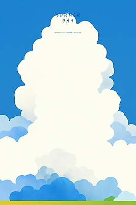 PSD 구름 일러스트 하늘 초원 사람없음 파란색 여름풍경 감성 청량 국내일러스트 자연요소 컬러 컨셉 풍경 파일형식 여름_계절