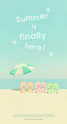 PSD 편집이미지 포스터 하늘색 하늘 해변 사람없음 여름 반짝임 모래사장 파라솔 쪼리 감성 수평선 이미지편집 계절 바다 컨셉 모션 파란색 샌들 파일형식