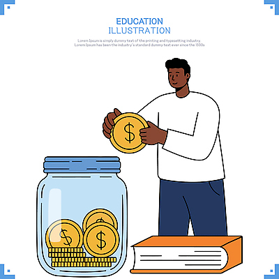 남자 일러스트 한명 들기 성인 책 동전 저축 저금통 병 넣기 에듀케이션 저금리 성인남자한명만 국내일러스트 AI파일 1 식기 교육 돈 모션 사람 금융 금리 남자한명만 성인남자만 파일형식 벡터