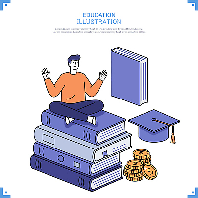 전신 남자 일러스트 학사모 한명 성인 손들기 가부좌 동전탑 에듀케이션 책더미 성인남자한명만 국내일러스트 AI파일 모자_잡화 1 교육 졸업 모션 사람 앉기 책 쌓기 동전 무더기 남자한명만 성인남자만 파일형식 벡터