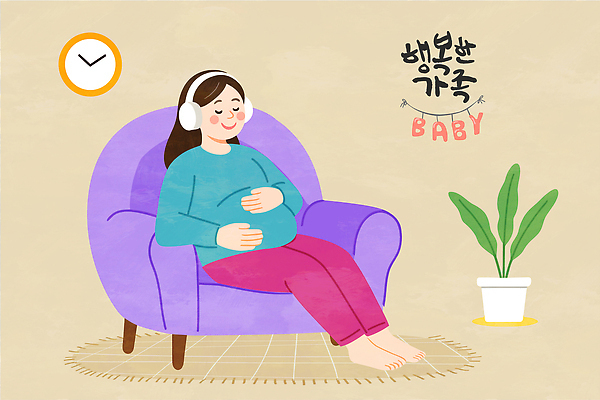전신 식물 여자 화분 시계 일러스트 휴식 한명 미소 앉기 성인 소파 눈감음 헤드폰 임산부 음악감상 매트 사회복지 태교 성인여자한명만 국내일러스트 AI파일 1 음향기기 컨셉 의자 모션 표정 사람 임신 감상 복지 여자한명만 성인여자만 파일형식 벡터