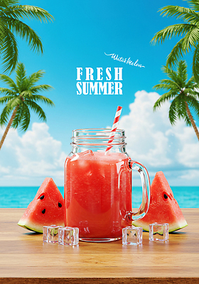 PSD 구름 편집이미지 바다 하늘 디저트 여름음식 잔 빨대 사람없음 야자수 얼음 카페 차가움 시원함 나무탁자 수박조각 수박주스 수평선 제철과일 이미지편집 자연요소 나무 식기 음식 조각 과일 탁자 수박 상점 과일주스 제철 파일형식 여름_계절
