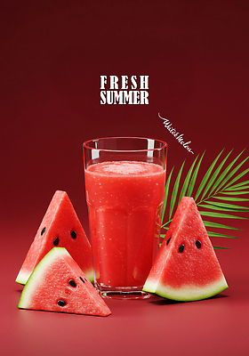 PSD 편집이미지 디저트 여름음식 잔 사람없음 빨간색 카페 시원함 수박조각 수박주스 열대잎 제철과일 이미지편집 식기 음식 컬러 조각 잎 과일 수박 상점 과일주스 제철 파일형식 여름_계절