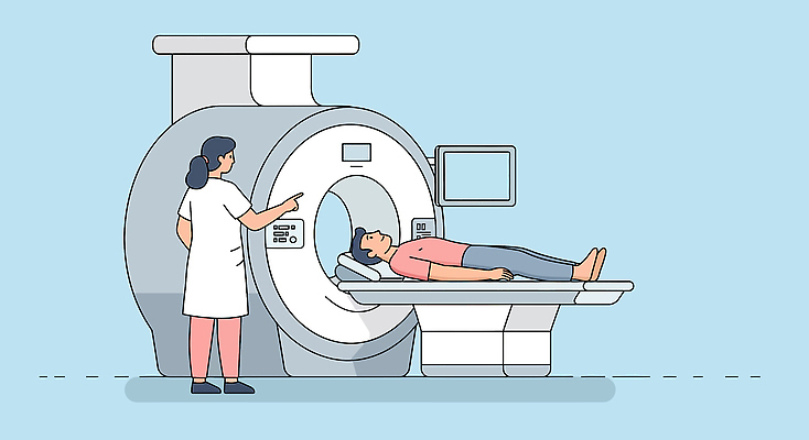 전신 여자 남자 하늘색 일러스트 성인 두명 눕기 환자 의료진 가리킴 의사가운 MRI 성인만 국내일러스트 AI파일 직업 의학 의료기기 모션 사람 손짓 파란색 의사 가운 파일형식 벡터