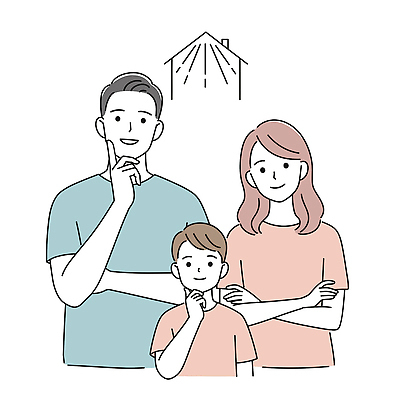 여자 남자 어린이 생각 일러스트 가족 미소 소년 상반신 성인 세명 팔짱 내집마련 집모양 일러캐릭터 AI파일 모양 캐릭터 관계 모션 부동산 표정 사람 파일형식 벡터