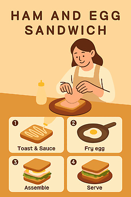 접시 여자 포스터 일러스트 샌드위치 요리 한명 미소 상반신 성인 갈색 요리사 앞치마 인포그래픽 잡기 결합 계란프라이 서비스 만들기 올리기 토스트 레시피 소스통 요리방법 전기프라이팬 성인여자한명만 국내일러스트 AI파일 직업 1 식기 음식 빵 컬러 모션 통 표정 사람 프라이팬 소스_음식 계란요리 방법 여자한명만 성인여자만 파일형식 벡터