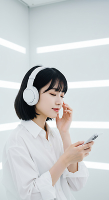 JPG 편집이미지 여자 행복 음악 휴식 한명 미소 들기 상반신 성인 취미 옆모습 스마트폰 눈감음 헤드폰 음악감상 듣기 흰색 잡기 단발머리 즐거움 의료성형뷰티 성인여자한명만 편집실사 AI인물포토 AI콘텐츠 1 헤어스타일 감정 뷰포인트 컬러 음향기기 컨셉 모션 문화예술 표정 사람 핸드폰 스마트기기 감상 CG 여자한명만 성인여자만 파일형식 AI포토