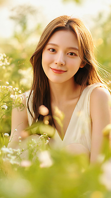 JPG 편집이미지 여자 꽃밭 한명 웃음 상반신 성인 햇빛 뷰티 뷰티풀 의료성형뷰티 몽환 성인여자한명만 편집실사 AI인물포토 AI콘텐츠 1 꽃 컨셉 표정 사람 태양 CG 여자한명만 성인여자만 파일형식 AI포토