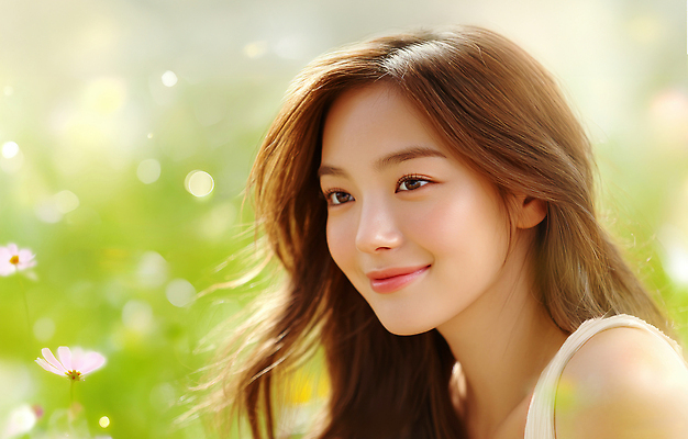 JPG 편집이미지 여자 얼굴 꽃밭 한명 웃음 상반신 성인 햇빛 뷰티 보케 뷰티풀 의료성형뷰티 몽환 성인여자한명만 편집실사 AI인물포토 AI콘텐츠 1 꽃 컨셉 표정 사람 신체부위 태양 CG 여자한명만 성인여자만 파일형식 AI포토