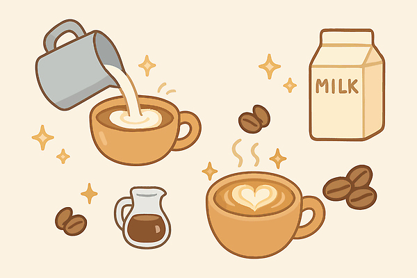 일러스트 사람없음 반짝임 우유 원두 붓기 라떼 라떼아트 엘리먼트 홈카페 국내일러스트 AI파일 커피 모션 유제품 카페 그림 파일형식 벡터