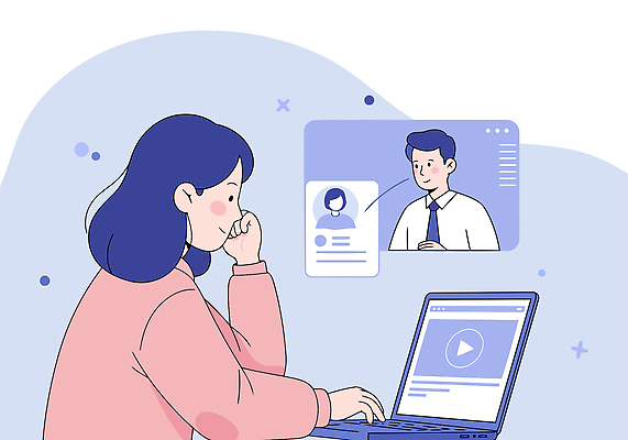 여자 남자 대학생 일러스트 수업 사람모양 미소 상반신 성인 두명 파란색 노트북 학습 강의 온라인 인터넷창 화상통화 성인만 원격수업 국내일러스트 AI파일 모양 학생 교육 컬러 인터넷 표정 사람 전자제품 통화 온라인강의 원격 파일형식 벡터