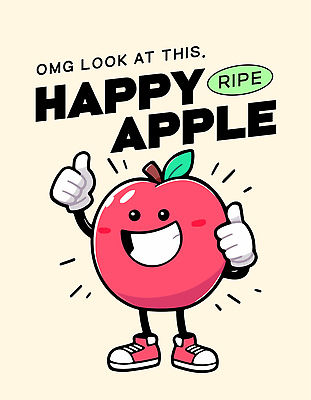 행복 잎 일러스트 미소 사람없음 빨간색 사과 과일캐릭터 따봉 사과캐릭터 연노랑색 일러캐릭터 AI파일 식물 캐릭터 감정 컬러 과일 표정 노란색 최고 파일형식 벡터