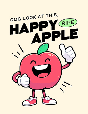 행복 허리손 잎 일러스트 미소 사람없음 빨간색 사과 과일캐릭터 따봉 사과캐릭터 연노랑색 일러캐릭터 AI파일 식물 캐릭터 감정 컬러 포즈 과일 표정 노란색 최고 파일형식 벡터