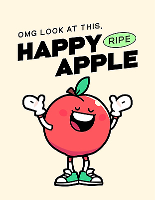 행복 잎 일러스트 미소 사람없음 빨간색 눈감음 만세 사과 과일캐릭터 사과캐릭터 연노랑색 일러캐릭터 AI파일 식물 캐릭터 감정 컬러 과일 모션 표정 노란색 파일형식 벡터